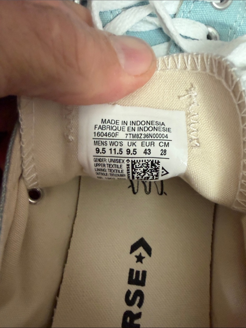 Converse Men and women Low-Top Canvas Sneakers in Light Teal with White Accents - Picture 6 of 6
